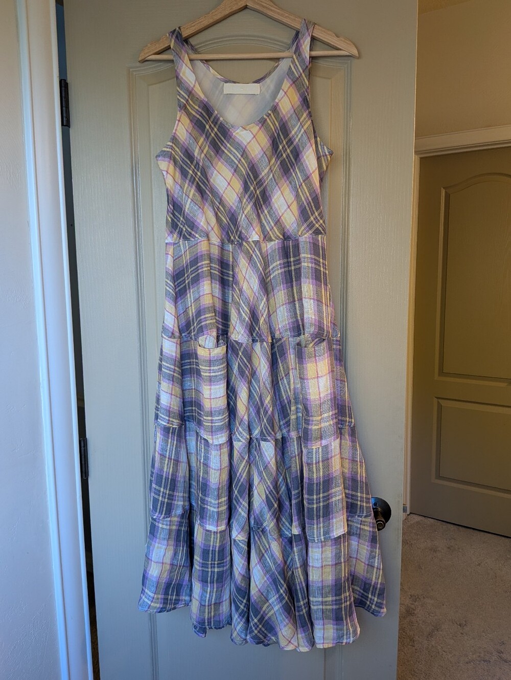 CP Shades x Gorsuch Shari Plaid Linen Maxi Dress | S